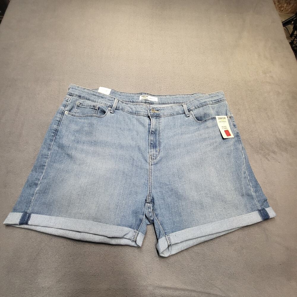 Signature Levis Jean Shorts New Womens 22 Blue Mid Rise Stretch Rolled Cuff